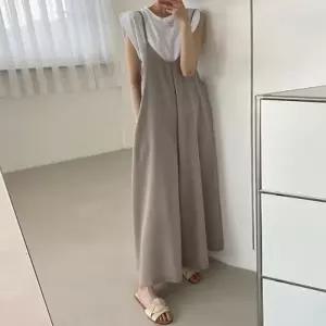 G127093_찰랑찰랑 루즈핏 와이드점프수트 멜빵바지 나시원피스