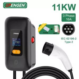 IPENGEN 11KW EV 충전기 스테이션 Type2 16A 3상 전기 자동차 EVSE Wallbox 충전 세트 시간 WIFI APP 제어