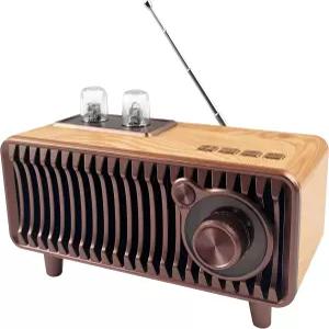 사이보리스 레트로 블루투스 스피커 빈티지 라디오 내추럴 우드 로터리 FM 20W 듀얼 스테레오 U 디스크/TF