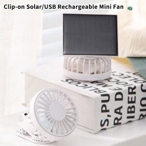 휴대용 미니 핸드 태양열 캠핑 선풍기 하이킹 USB 야외 충전식 에어 클립형 여행 클립