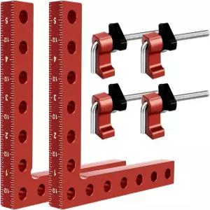 90도 캐비닛 클램프 5.5인치 x 14 14cm 알루미늄 합금 직각 사각 모서리 목공 도구 서랍 액자 2팩