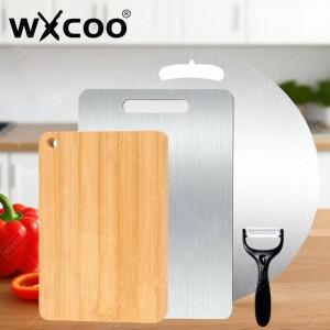 WXCOO 양면 도마 주방 과일 고기 야채 스테인레스 스틸  천연 대나무