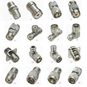 1Pcs 어댑터 UHF PL259 SO239-UHF/N 수 플러그 및 암 잭 직선 직각 플랜지 T  RF 동축 커넥터