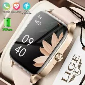 LIGE 패션 스마트 시계 BT 통화 맞춤형 다이얼 곡선 유리 럭셔리 팔찌 여성 모니터 레이디 선물 Smartwatch