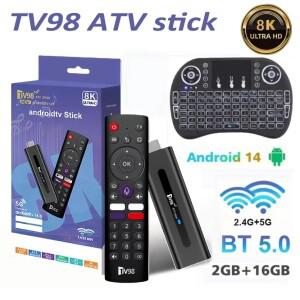 TV98 ATV 스마트 호환 스틱 8K 안드로이드 14 H618 2.4G 5G 와이파이 지지대 OTA 미디어 플레이어 리시버 B