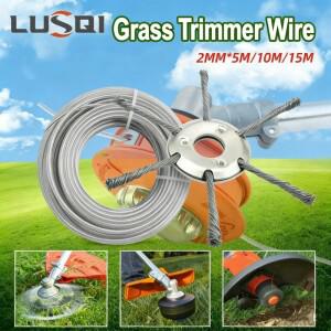 LUSQI 2mm*5m/10m/15m 나일론 트리머 라인 및 6인치 가스 브러시 커터 헤드 스틸 와이어 스파이럴 교체 로