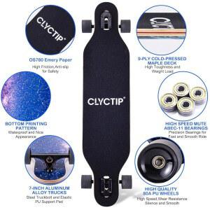 CLYCTIP 41인치 롱보드 스케이트보드, 9겹 메이플, ABEC-11 베어링, 크루징, 카빙, 다운힐 및 프리스타일을 위한 완벽한 스케이트보드