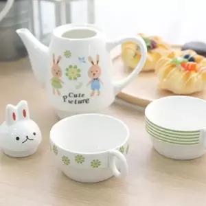 토끼 도자기 티포트 그린 주전자