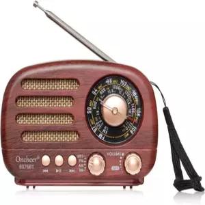 Oncheer 휴대용 빈티지 라디오 레트로 블루투스 스피커 FM/AM/SW 올드 패션 클래식 스타일 조절 가능한 안테나 충전식 배터리 전원 및 USB 충전 지원 Deep Brown