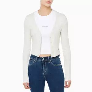 캘빈클라인 진 CALVIN KLEIN JEANS 여성 우븐라벨 베이비립 가디건47C204G
