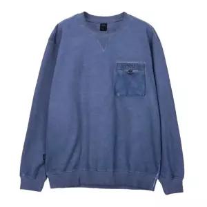 Nau 가먼트다잉 립 배색 포켓 스? 맨투맨 Gray이쉬 ISH Blue 1NUTSS3905GB 502993 [매장상품]