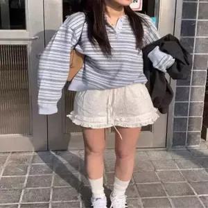 팬츠 캐주얼 핫팬츠 반 봄여름 여자반바지 A라인 프렌치 레이스 굿굿 와이드 ible2