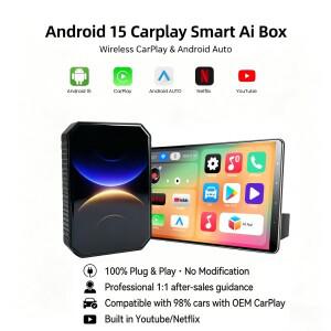플레이아이박스 CarPlay 스마트 AI 박스 안드로이드 15 시스템 TV 박스 차량용 멀티미디어 플레이어 내장