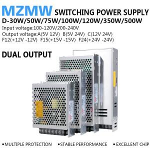 듀얼 출력 스위칭 전원 공급 장치 30W 50W 75W 100W 10V -5v 12V 15V 24v AC/DC 드라이버 변압기