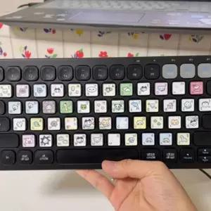 (색상 키보드 스티커)캐릭터 커스텀 키캡 노트북 꾸미기 자판 맥북 키보드스티커 스티커 한글 간편 리무버
