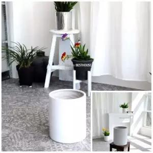 수지 마블 원통형 화분 30x35cm 화이트 카페화분 정원화분 원통화분 인테리어화분