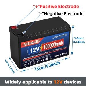 비데케스 100Ah 12V 리튬인산철LiFePO4 충전식 리튬 이온 배터리 호환용 전동 휠체어 보트 태양광 캠핑용 A