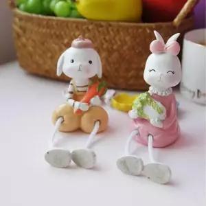 [Deco] 앉은토끼 커플 장식인형 2P 세트 미니어처 선반 데코
