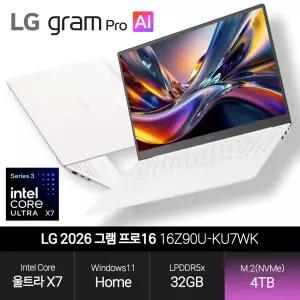 LG 2026 그램 프로16 16Z90U-KU7WK (울트라 X7/32GB/4TB/WH) 에어로미늄 화이트 초경량 노트북 JH