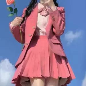 라즈베리 핑크 플리츠 교복치마 교복 학생복
