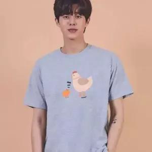 키밍 닭 병아리 그래픽 캐쥬얼 반팔티 레이어드