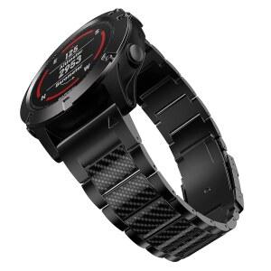 바이후이 밴드, Fenix 8 51mm / 7X 6X 26mm 탄소 섬유 티타늄 금속 밴드 퀵 핏 교체 스트랩, Garmin Pro 5X Plus Enduro 3 Tactix 7 블랙
