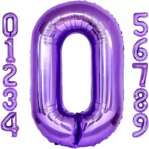 보라색 숫자 0 풍선 40인치 거대 포일 마일라 헬륨 생일 파티 용품 기념 이벤트 축하 장식