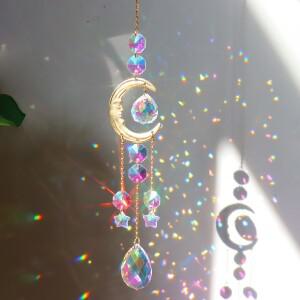 1조각 크리스탈 바람 차임 Suncatcher 침실 발코니 파티오 썬 문 프리즘 펜던트 좋은 가정 장식