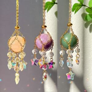 1pc 천연 석재 크리스탈 짠 Suncatcher 그리퍼 걸이창 정원 홈 자동차 서스펜션 장식 선워터 현대 심플