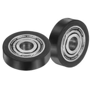 uxcell 2Pcs 플라스틱 롤러 휠 베어링 포함 ID 3/16인치 5mm x OD 길이 가이드 플랫 벨트 들러 블랙