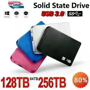 256TB SSD 고속 USB 3.0 인클로저 모바일 하드 드라이브 케이스 외장 스토리지 HDD 박스 케이블 포함 ABS
