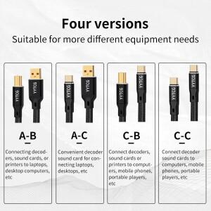 YYTCG HIFI USB OCC 케이블 유형 A-B 6N DAC 오디오 실버 도금 데이터