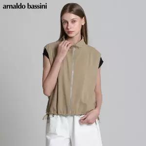 [아날도바시니(ARNALDO BASSINI)] 셔링 하이넥 스트레치 집업베스트 (택가격: 318000원)