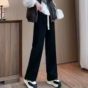[하프클럽/]여성 기모 와이드 팬츠 겨울 밴딩 바지 캐주얼 루즈핏 트레이닝