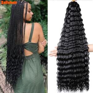 Sallyhair 합성 깊은 파도 트위스트 크로 셰  머리 자연 아프리카 곱슬 Ombre Braiding Hair 32 여성용 확