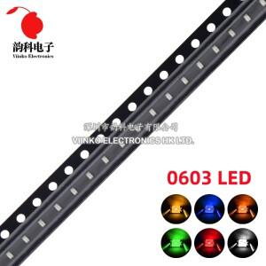 100pcs 0603 SMD LED 화이트 레드 블루 옐로우 그린 오렌지  핑크 퍼플 RGB 발광 다이오드
