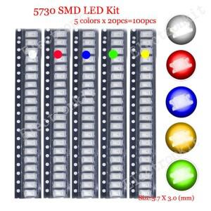 100pcs SMD LED 키트 0402 0603 0805 1206 5730 5050 빨간색녹색파란색흰색노란색 led 다이오드 세트 패키