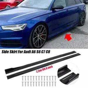 아우디 액세서리 A6 S6 C7 C8 S라인 글로스 블랙 2m/86.6 8Pcs ABS 사이드 스커트 익스텐션 로커 패널 립