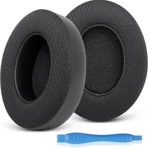 GEVO Beats Studio 3 유선 및 무선 헤드폰용 이어패드 교체 쿠션 고밀도 소음 차단 메모리 폼메쉬 블랙