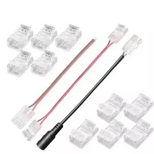 2 핀 8mm LED 스트립 커넥터 전원 와이어 점퍼 5050 2835 SMD COB 테이프 램프 용 터미널 연결