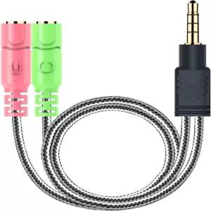 밀소 헤드폰 마이크 스플리터 3.5mm 헤드셋 어댑터 2 TRS 여성용에서 TRRS 남성용 CTIA 레오 잭 Y 케이블