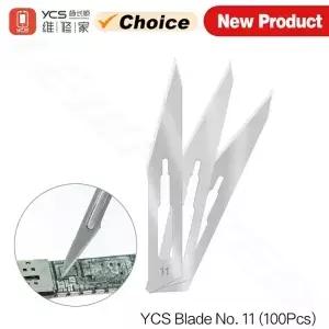 YCS 11 100Pcs 조각 칼 블레이드 스테인레스 스틸 휴대 전화 수리 금속 나무 공예 핸드 툴 세트