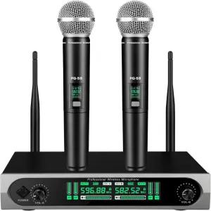 무선 UHF 마이크 시스템 핸드헬드 2개 포함 오토 스캔 2x50 주파수 200피트 범위 노래 노래방 교회용