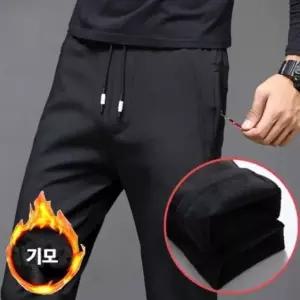 남성 허리밴딩 캐주얼 겨울 기모안감 편한 일자 바지 기모안감바지 일자바지 (W9ED74F)