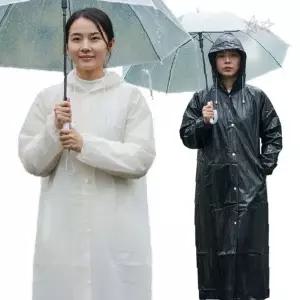 남녀공용 방수 롱기장 후드우비 레인웨어 야외활동용 비옷 우천용품