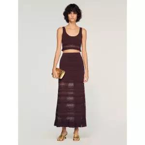 SANDRO Sheer Knit Maxi Skirt - Brown 1270752