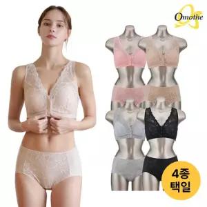 오모떼 프론트 버튼 편한 쿨레이스 브라팬티 4종세트/택일