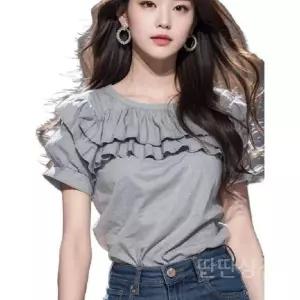 여성퍼프소매반팔티셔츠 슬리브 라운드 어깨 셔링 오버핏 벌룬 볼륨 스퀘어넥 데일리