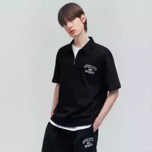 휠라 면혼방 하프집업 반팔티 FS2TSG2102X_BLK