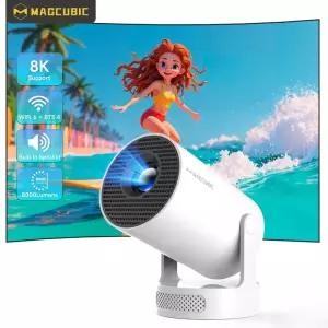 Magcu HY300 Pro 안4 프로젝터 8000 루멘 720P 야외 휴대용 영화 홈 시어터 5W 스피커 WiFi6 BT54
